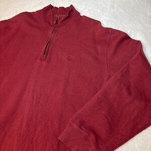 Timberland Mens Jumper XXL 2XL Burgundy Long Sleeve 1/4 Zip Pullover Sweater